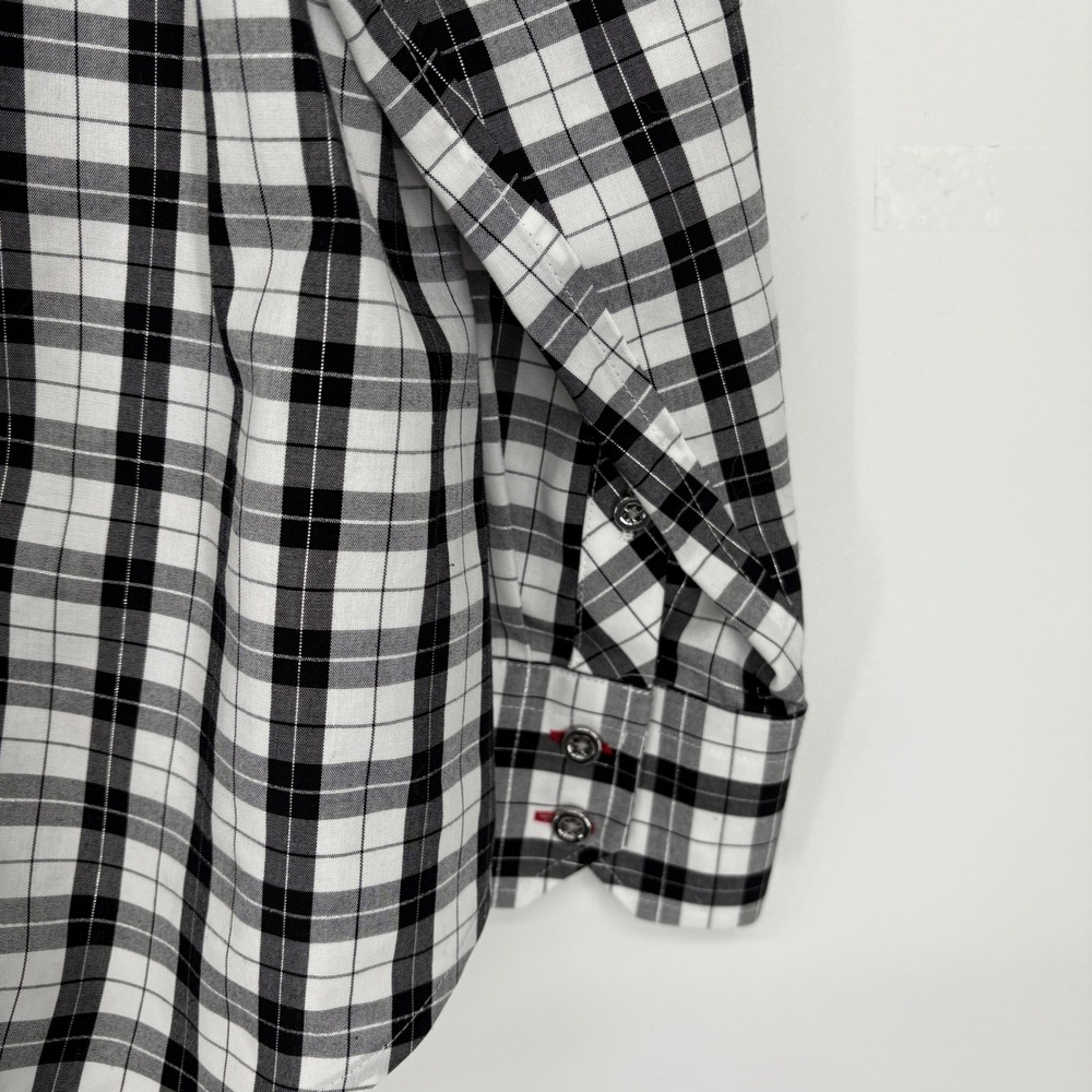 TALBOTS 20W‎ NON-IRON PERFECT SHIRT PLAZA PLAID BLACK WHITE COTTON - Picture 5 of 15